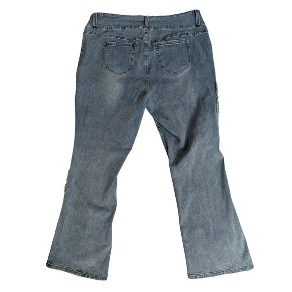 Hot Topic Butterfly Flare Jeans Women 26 Patchwork Boho Festival Retro Y2K Artsy - Picture 2 of 8